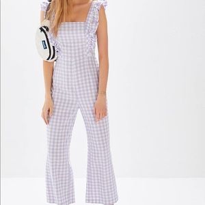 Urban outfitters plaid purple jumpsuit